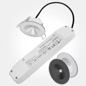 Emergency Downlight LED Recessed Ceiling Light 2W Non Maintained LiFePO4 Battery - Picture 1 of 13