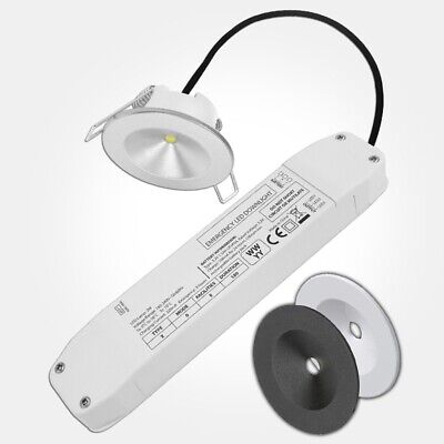 Emergency Downlight LED Recessed Ceiling Light 3W Non Maintained LiFePO4 Battery • 12.90£