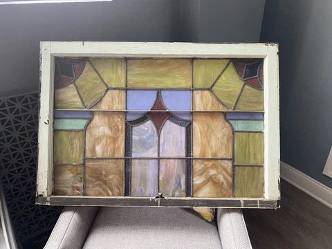 antique stained glass transom window church Cover