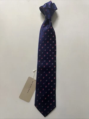 NEW Burberry Dark Blue Red Boxes Mans 100% Silk Tie Authentic Italy 3.5" 0350503 - Image 1 of 4