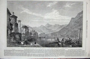 Antique Print Ref.980 View Lugano Canton Tessin Italy 1865 Ticino Mountains - Picture 1 of 1