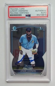 Junior Caminero Firmado 2023 Bowman Chrome Rays RC Novato PSA/DNA - Imagen 1 de 4