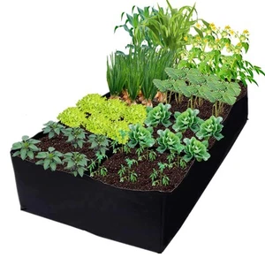 Fabric Raised Garden Bed 128 Gallon 8 Holes Rectangle 400G Thick Nonwoven Gar... - Picture 1 of 7