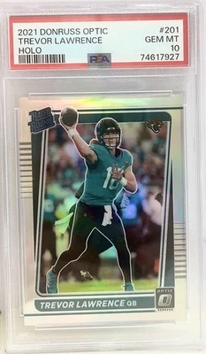 [PSA 10] 2021 Trevor Lawrence Panini Donruss Optic #201 Silver Holo Rated Rookie Foto 1 de 2