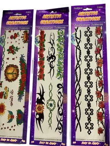Artistic Creations TEMPORARY TATTOOS -ROSES. Flowers Approved FDA,Made in US - Picture 1 of 11