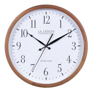 404-50447-INT 12.8" Atomic Walnut Analog Wall Clock - Picture 1 of 6