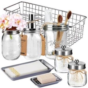 8-Piece Bathroom Accessory Set with Lotion Dispenser, Toothbrush Holder, Tray in - Picture 1 of 5