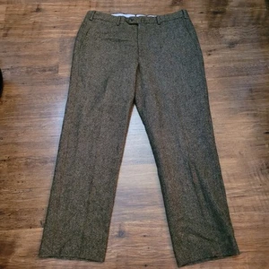 Hombres Howard Yount Formal Tweed Pantalones Pantalones Gris Negro Talla 38 Diseñador Moderno - Imagen 1 de 6