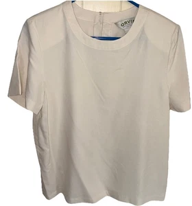 Orvis Damen Seidenmischung hell YL Bluse Pullover Gr. S Schulterpolster Vintage - Bild 1 von 5