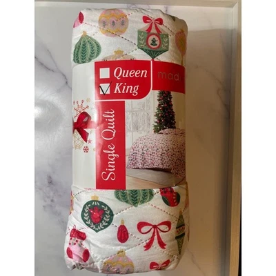Colección Son Layne Adornos de Navidad Edredón Blanco Rojo Verde Queen King Size Foto 1 de 4