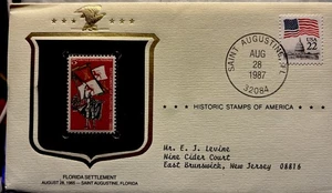 Primer sello conmemorativo del asentamiento de Florida (1565-1965) - Imagen 1 de 3
