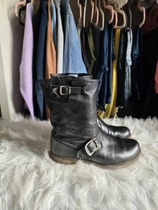 Frye Veronica Engineer Boots Womens Size 9 B Black Leather Buckle 76509 - Picture 1 of 9