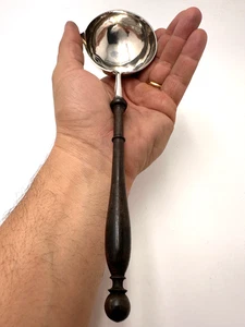 🇫🇷 Louche à Punch en argent massif et bois tourné, poinçon Minerve époque XIXe - Imagen 1 de 9