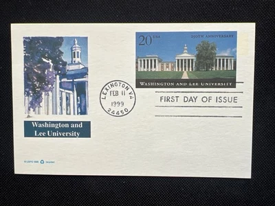 Washington and Lee University 20c Postcard 1st Day Issue Fleetwood 1999 - Image 1 of 2