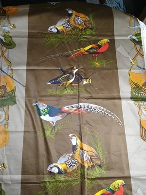 English Hunting Sateen Drapery Home Dec fabric 47" x 50" Pheasants Game Birds - Image 1 of 4
