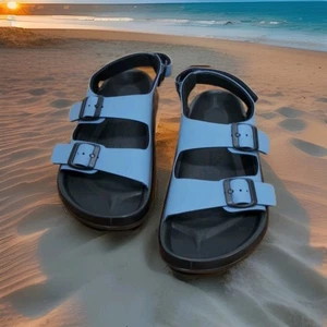 Nuevas Sandalias BIRKENSTOCK MOGAMI TERRA Birko-Flor Azul Claro Talla 39 EE. UU. 8,5 a 9 - Imagen 1 de 5