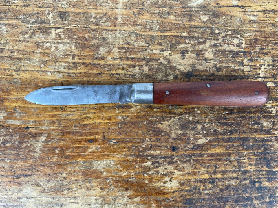 NAVAJA DE BOLSILLO PLEGABLE RARA TEMPRANA ROB KLAAS # 31 W GRÚA DE BESOS ASAS DE MADERA Foto 1 de 4