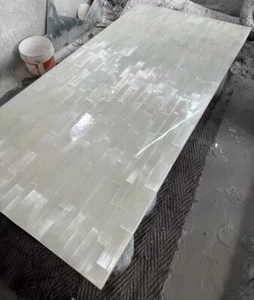 Elegant Selenite Stone Countertop Dining Table Sun Burst Pattern Handmade Decors - Picture 1 of 4