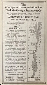 1925 AD.(N12)~CHAMPLAIN TRAN., CO. LAKE GEORGE STEAMBOAT CO. FERRY SERVICE - Picture 1 of 1