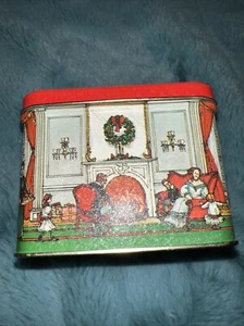 Potpourri Press Old Fashioned Victorian Home Christmas Tree Square Tin Box w Lid - Picture 1 of 4