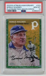 2023 TOPPS CHROME PLATINUM TOILE WHITE GREEN REFRACTOR HONUS WAGNER PSA 10 RARE - Picture 1 of 2