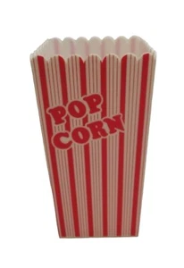 Red White Popcorn Bucket Holder Plastic Striped Retro Movie Night - Picture 1 of 5