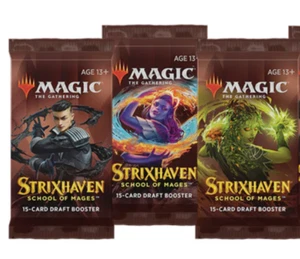 THREE Magic the Gathering Strixhaven: School of Mages Draft Booster Pack MTG NEW - Picture 1 of 2
