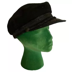 Vtg Greek Fishermans Captains Hat Cap 100% Wool Black 21” Headband Greece Made - Picture 1 of 9