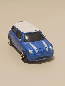 Maisto BMW Mini Cooper S Blue With White Racing Stripes White Roof Vintage Rare - Picture 1 of 9