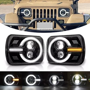2PC 7x6"5x7"inch LED Headlights Square Hi/Lo Light Beam DRL For Toyota Hilux GMC - Picture 1 of 17