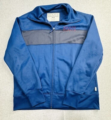 Chaqueta VINTAGE Roots Adulto Mediana Azul Cremallera Completa Vellón Exterior Gorpcore Hombres Foto 1 de 4