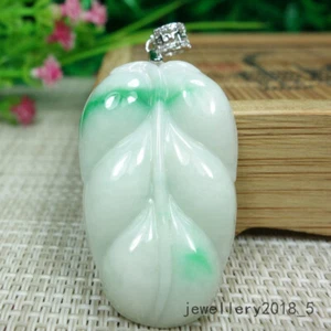 Certified Green Burma 100% Natural A jadeite Jade Pendant~Leaf 叶子 事业有成 - Picture 1 of 23