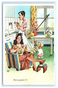 Mari Parfait perfekter Ehemann französischer Comic Postkarte D2 - Bild 1 von 2