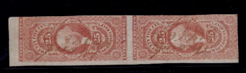 US REVENUE - R50a - PAIR  - PEN CANCEL - F/VF - VERY NICE -  SCV:  $260.00 - Image 1 of 1