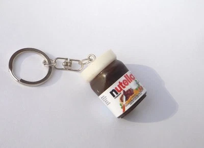 NUTELLA Chocolate Spread Jar KEYCHAIN Keyring Novelty Indonesia 3D 1.25" Resin - Image 1 of 4