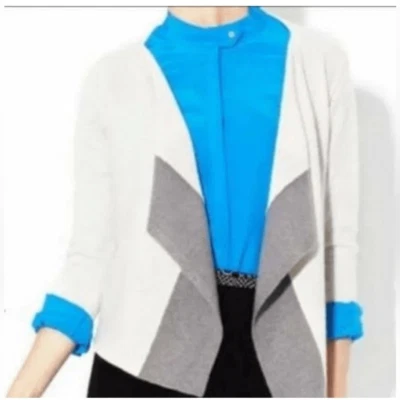 Diane Von Furstenberg Xanna Wool Cashmere Ivory Gray Open Cardigan Size 0P - Image 1 of 4