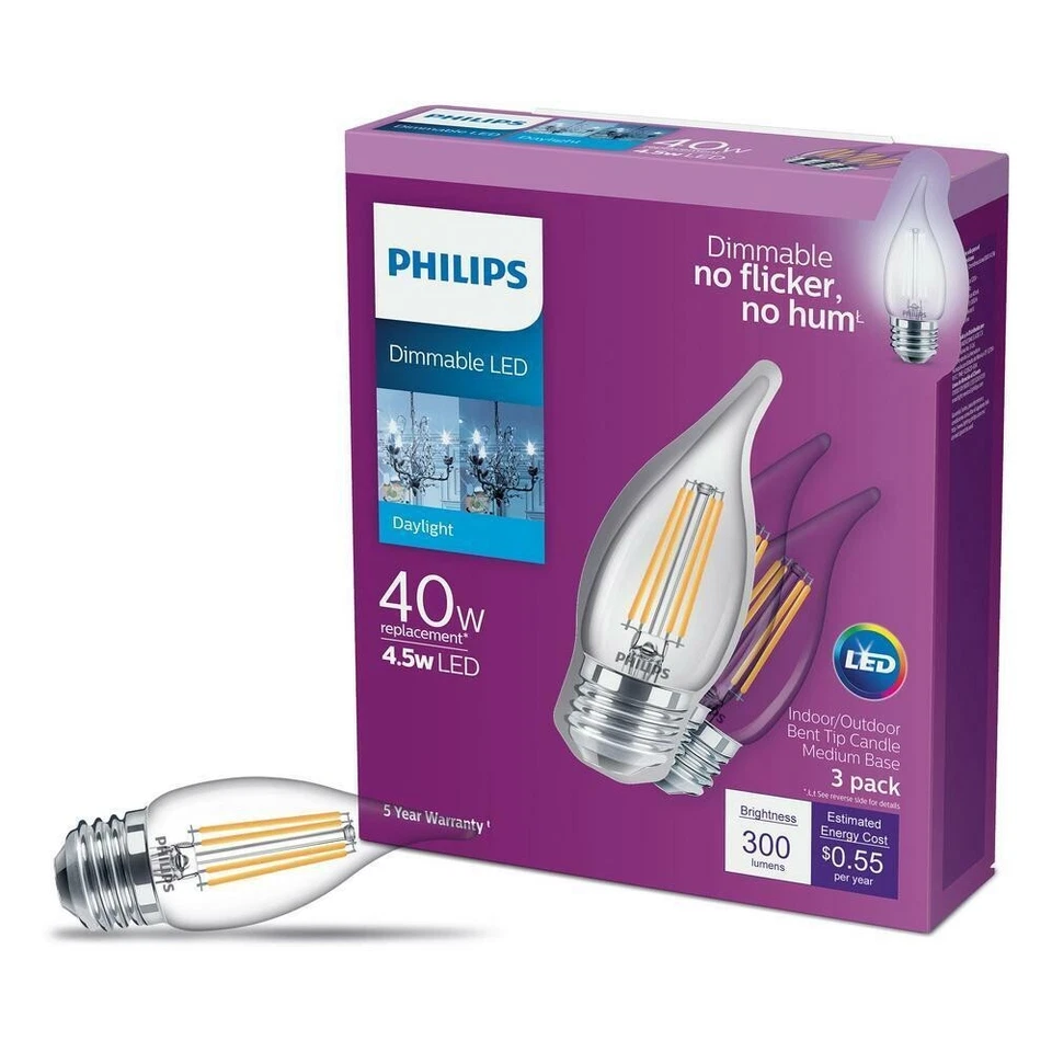 Philips 556522 75W Equivalent Daylight Candelabra Dimmable LED Bulb (12 Pack) - Image 1 of 1