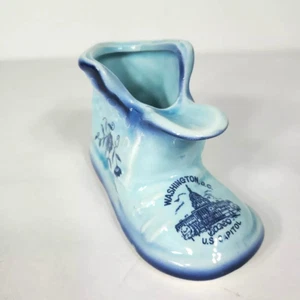 Cenicero de recuerdo vintage Washington DC azul zapato de bebé Japón porcelana CENICERO - Imagen 1 de 8