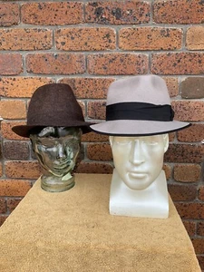 Mens Pork Pie/Trilby Hats X2 * Small To Medium - Picture 1 of 10