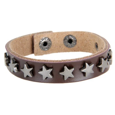 Pulseira feminina masculina punk bracelete bracelete ajustável couro moda - Imagem 1 de 4