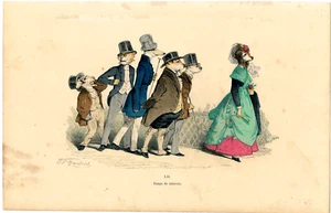 1. Gravure caricature signée Grandville. " Les métamorphoses du jour, 1869 " - Foto 1 di 1
