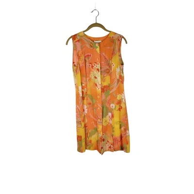 La Perla Anna Club Tunic Coverup Orange Hippy Floral Paisley Button Up Size 44 - Image 1 of 4