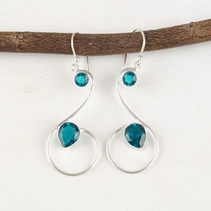 Apatite Gemstone 925 Sterling Silver Earring Handmade jewelry Earring Gift - Picture 1 of 3