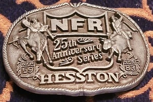 NFR Finales Nacionales Rodeo Hebilla de Cinturón 1959-1983 25 Aniversario Hesston - Imagen 1 de 3