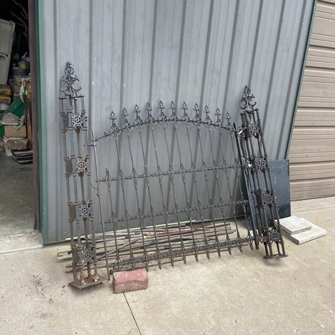 antique cast iron gate with posts 62W by 57 high Cover