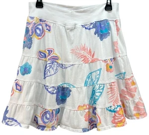 FRESH PRODUCE 100% COTTON JERSEY 4 Teared Short SKIRT SUMMER FLORAL - Picture 1 of 7