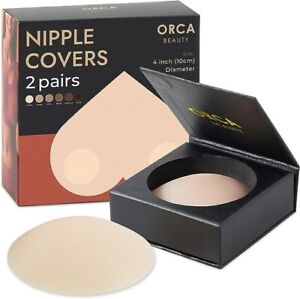 Orca Beauty Nipple Cover 2 Pairs Available Skin Tone Adhesive Silicone Round