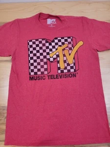 Camiseta MTV Checker Logo Roja Pequeña S Camiseta Gráfica Vintage Años 90 Unisex Retro - Imagen 1 de 6
