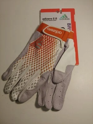 Guantes de bateo Adidas Adizero 2.0. Naranja, blanco. Talla XXL, 2XL. Pittards cuero Foto 1 de 3