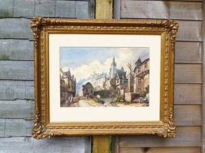 Maurice Barle boat print + Alpine village watercolour painting original picture - Picture 1 of 4